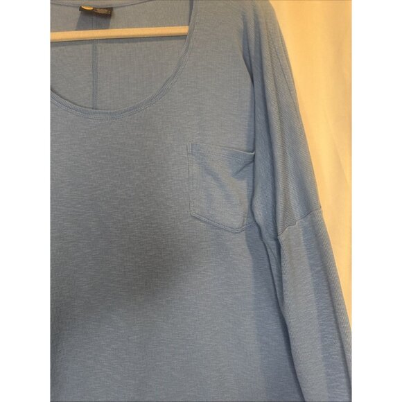 Life Is Good Women’s Blue Ribbed Crewneck Long Sleeve Knit Pocket Shirt Top XL - Picture 2 of 8